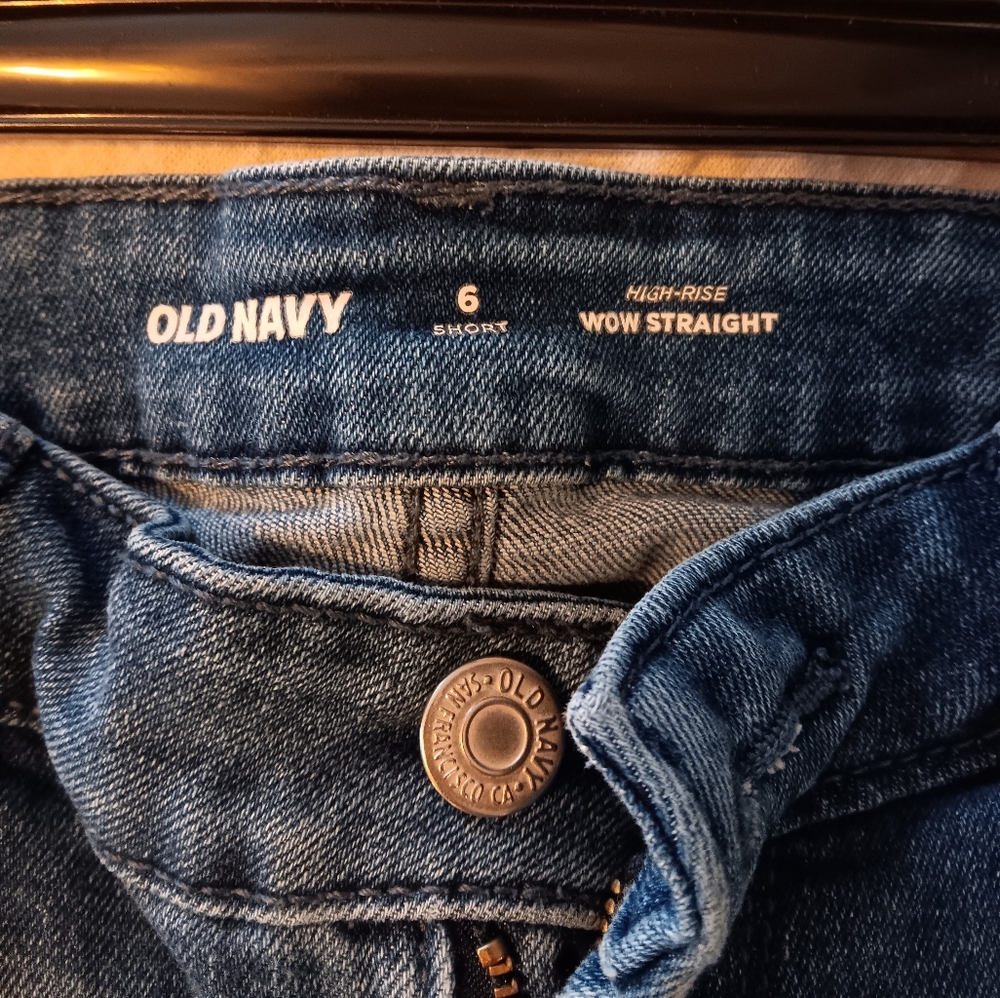 Old Navy Dark Blue High-Rise Jeans 6 Wow Straight High Rise